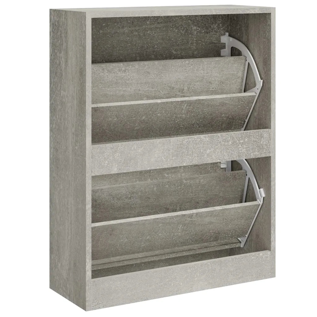 Scarpiera-Scaffale per scarpe Grigio Cemento 63x24x81 cm in Legno Multistrato