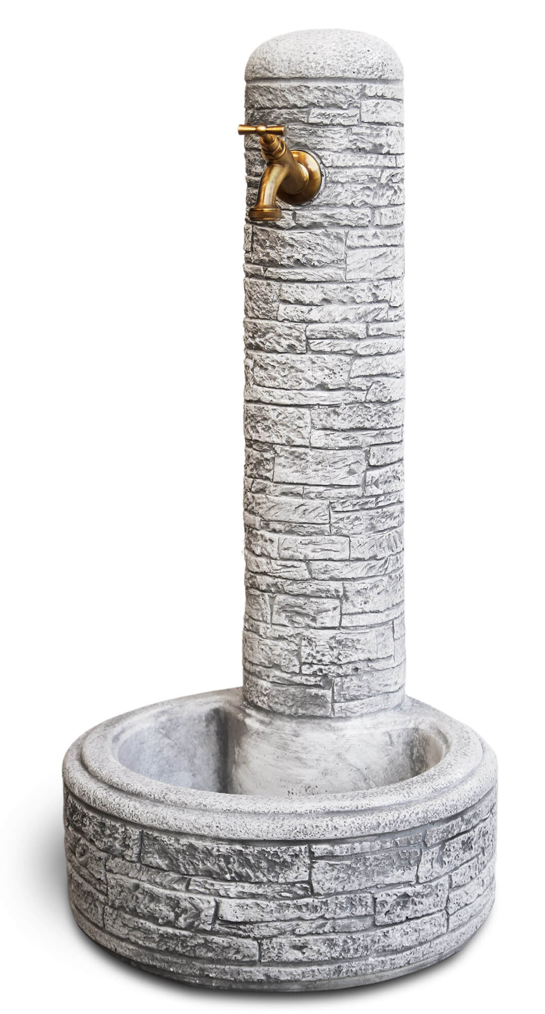 Fontana da Giardino Senza Rubinetto in Cemento Granulato di Marmo Brumano Grigio