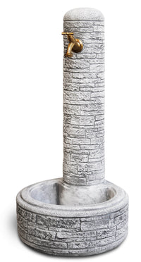 Fontana da Giardino Senza Rubinetto in Cemento Granulato di Marmo Brumano Grigio