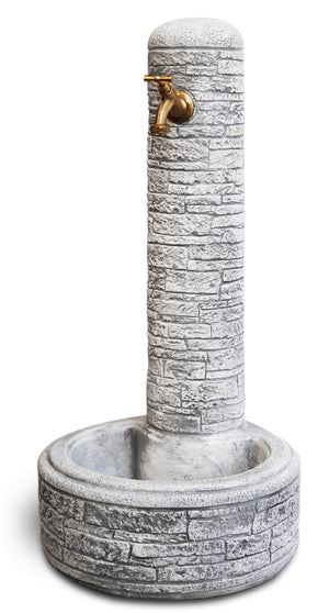 Fontana da Giardino Senza Rubinetto in Cemento Granulato di Marmo Brumano Grigio