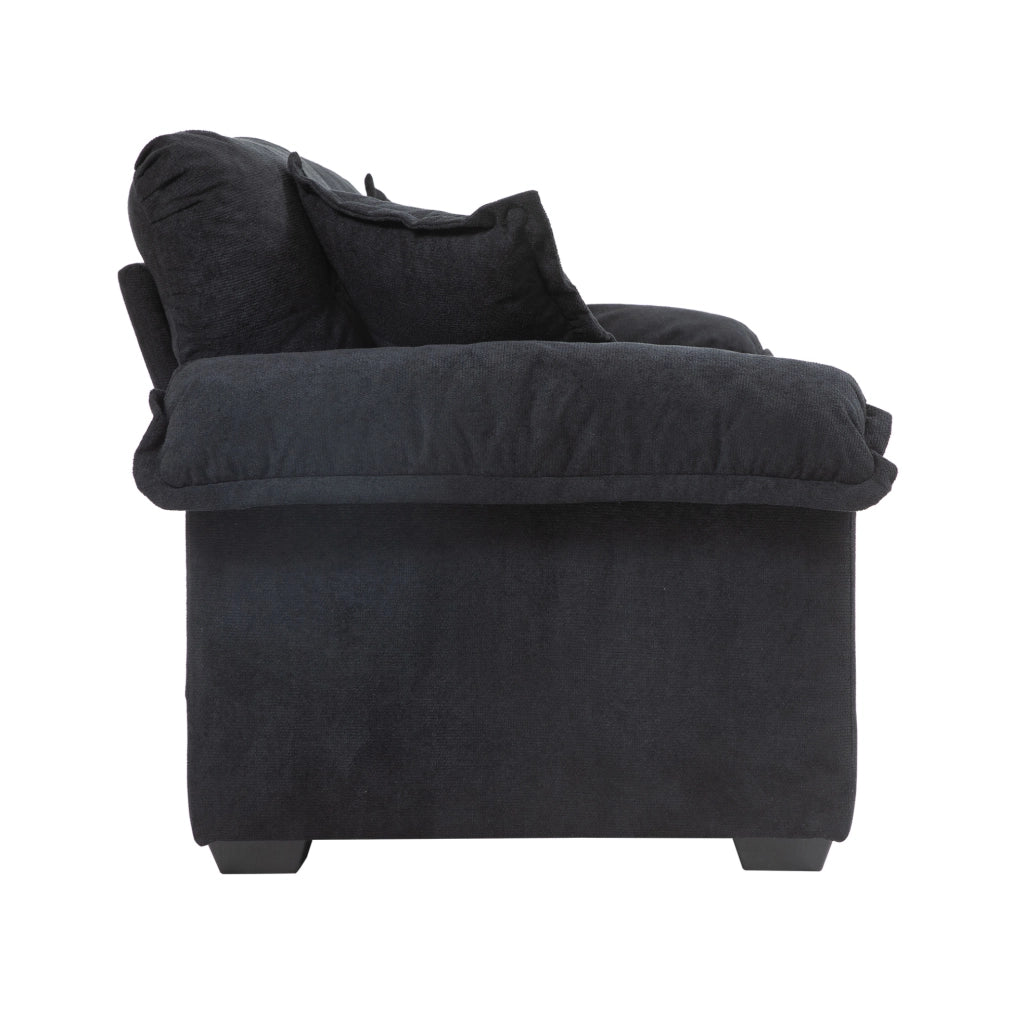 Divano 2 posti a seduta profonda 214 cm in ciniglia nero HOMVRA
