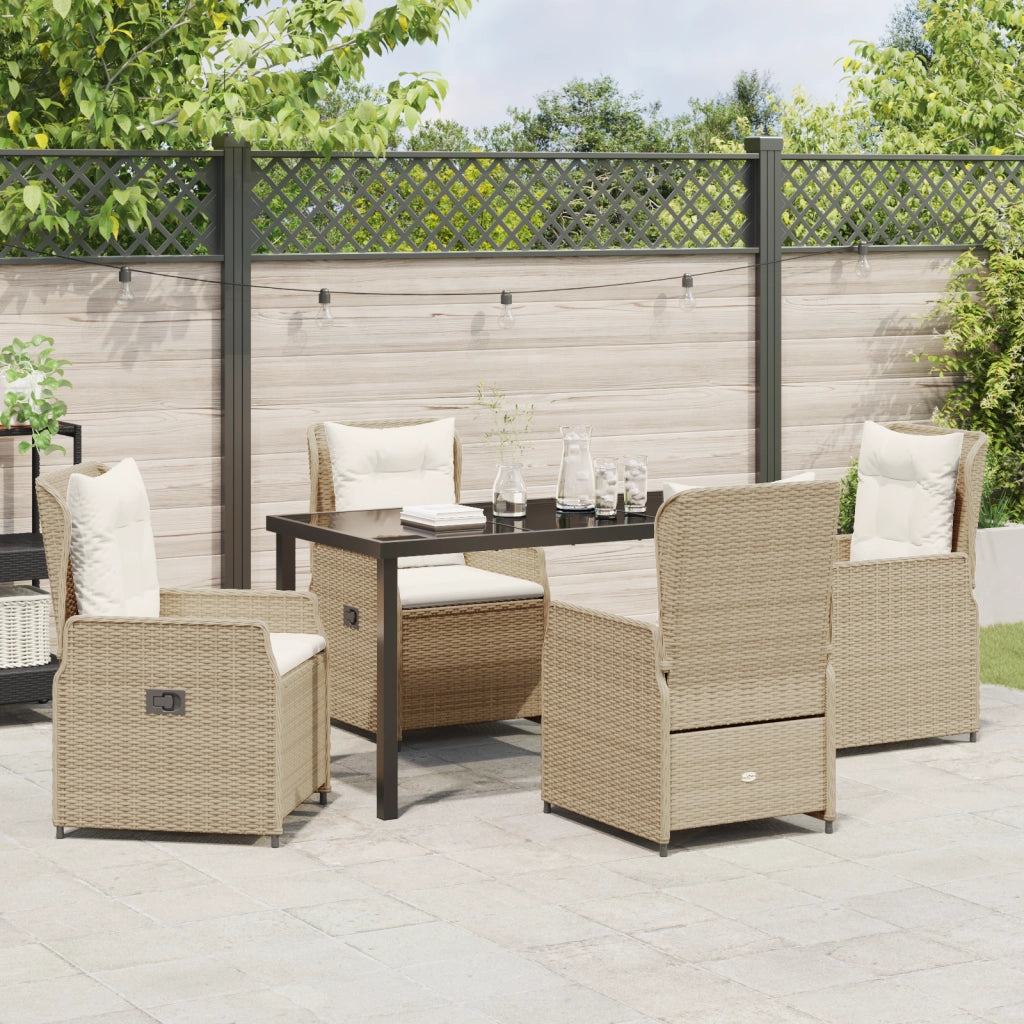 Set da Pranzo da Giardino  da 5 Pezzi Beige Polyrattan