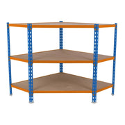 Scaffale in metallo Simon Rack senza viti colore blu/arancio/legno 3 ripiani 900x900x500 mm Made in Spain
