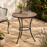 Mosaic Bistro Table, Orange/grey, 60 Cm, Ceramic
