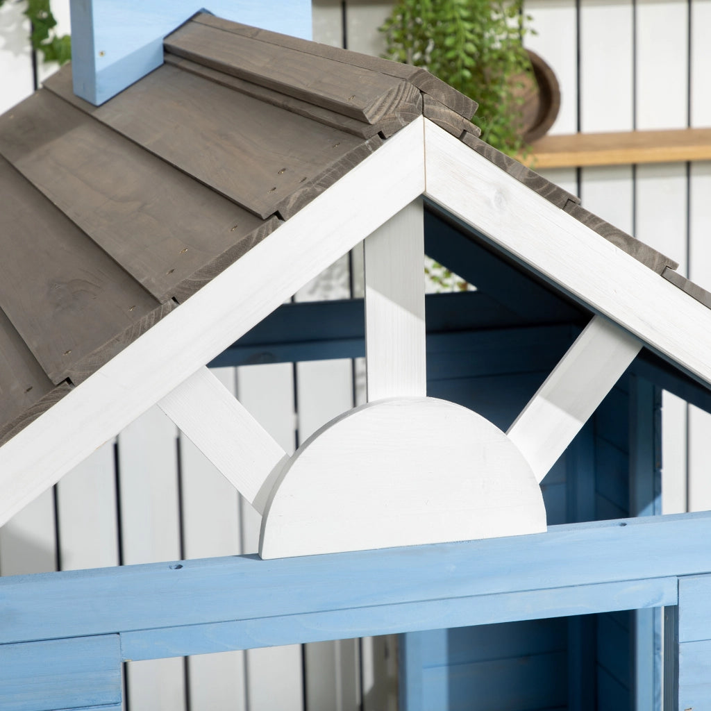 Casetta in Legno per Bambini con Porta e Finestre ¨C Zephmum ¨C Blu 151x112.5x142