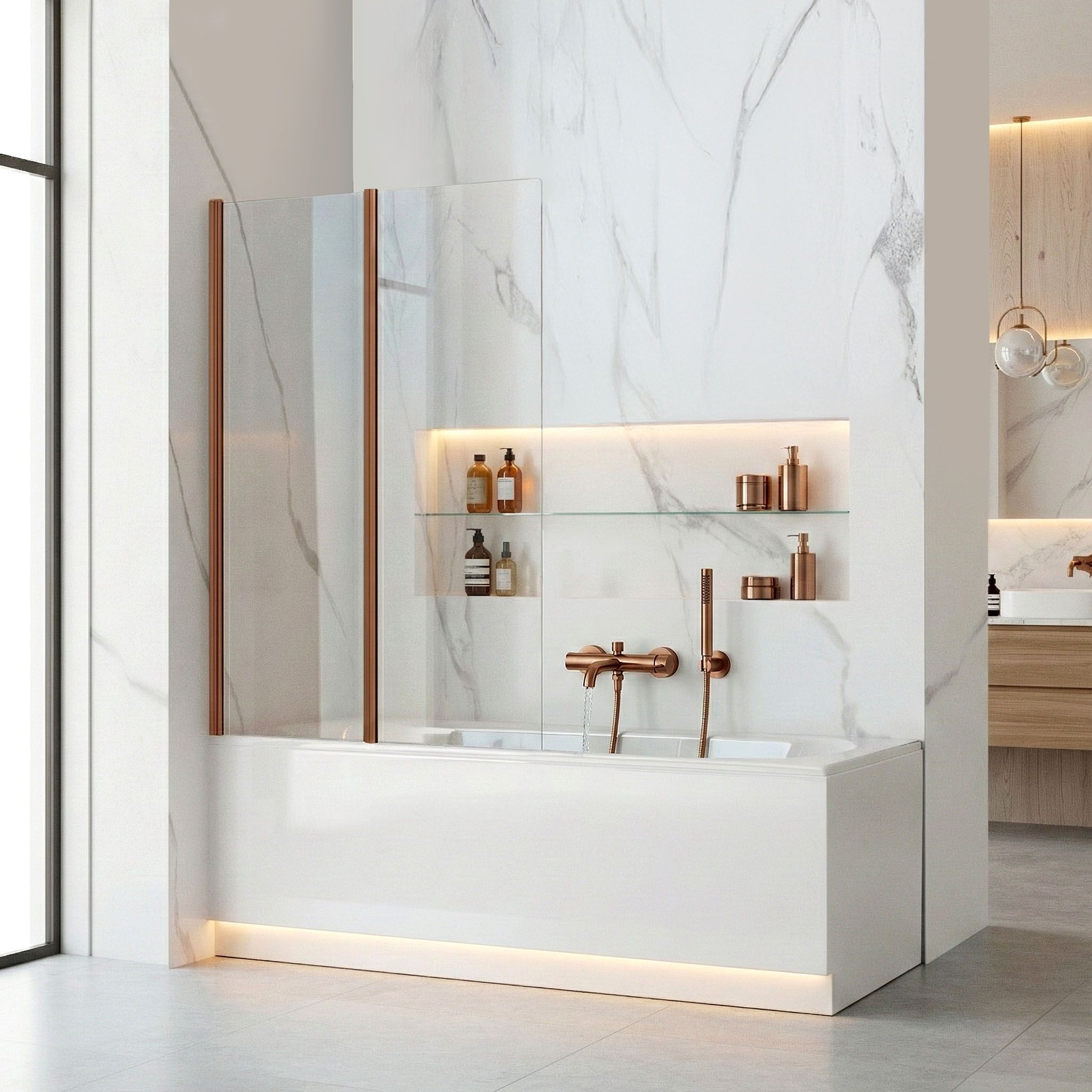 Schermo Vasca Pieghevole Rea Agat-2 100 Brush Copper