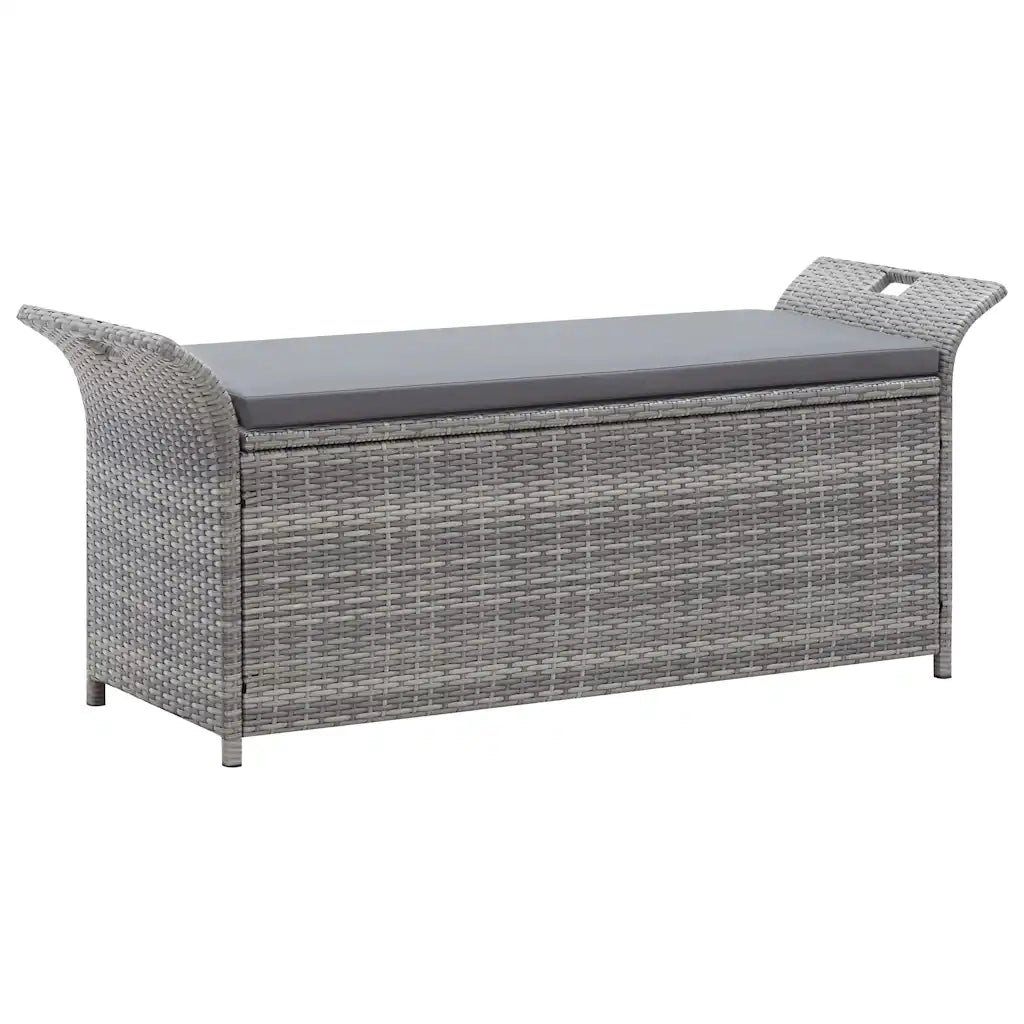 Cassapanca con Cuscino-Baule-Panca con ContenitoreGrigia 138 cm in Polyrattan