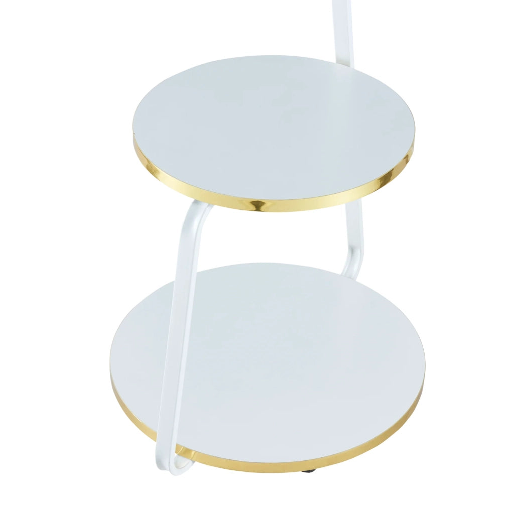 Tavolino laterale a 3 ripiani 74 x 46 x 37 cm bianco / oro 03_0008645