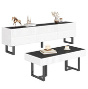 Set tavolino e mobile TV 170x35x47 cm e 110x50，5x41 cm nero/bianco