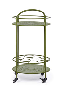 Carrello da Cucina 45x81 cm con Portabottiglie e Ruote in Acciaio Verde