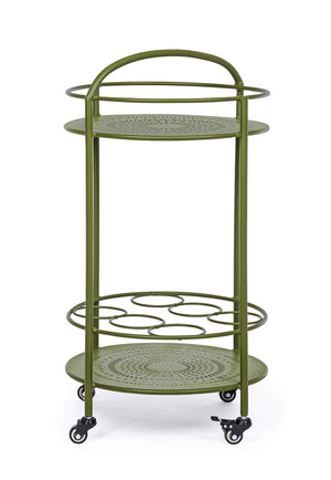 Carrello da Cucina 45x81 cm con Portabottiglie e Ruote in Acciaio Verde