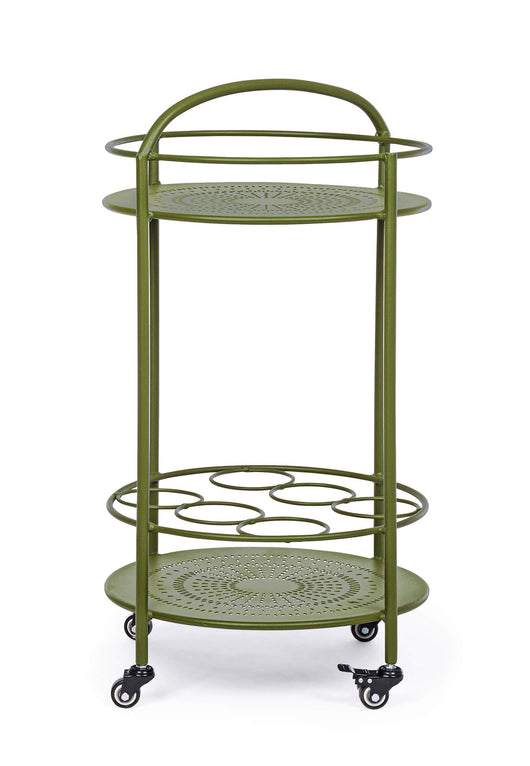 Carrello da Cucina 45x81 cm con Portabottiglie e Ruote in Acciaio Verde