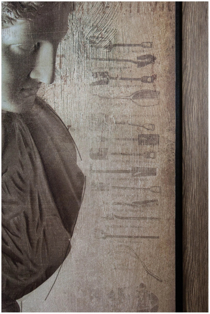 Biscottini Quadro in legno Dipinto anticato cornice L60xPR2xH90 cm Qualità Garantita