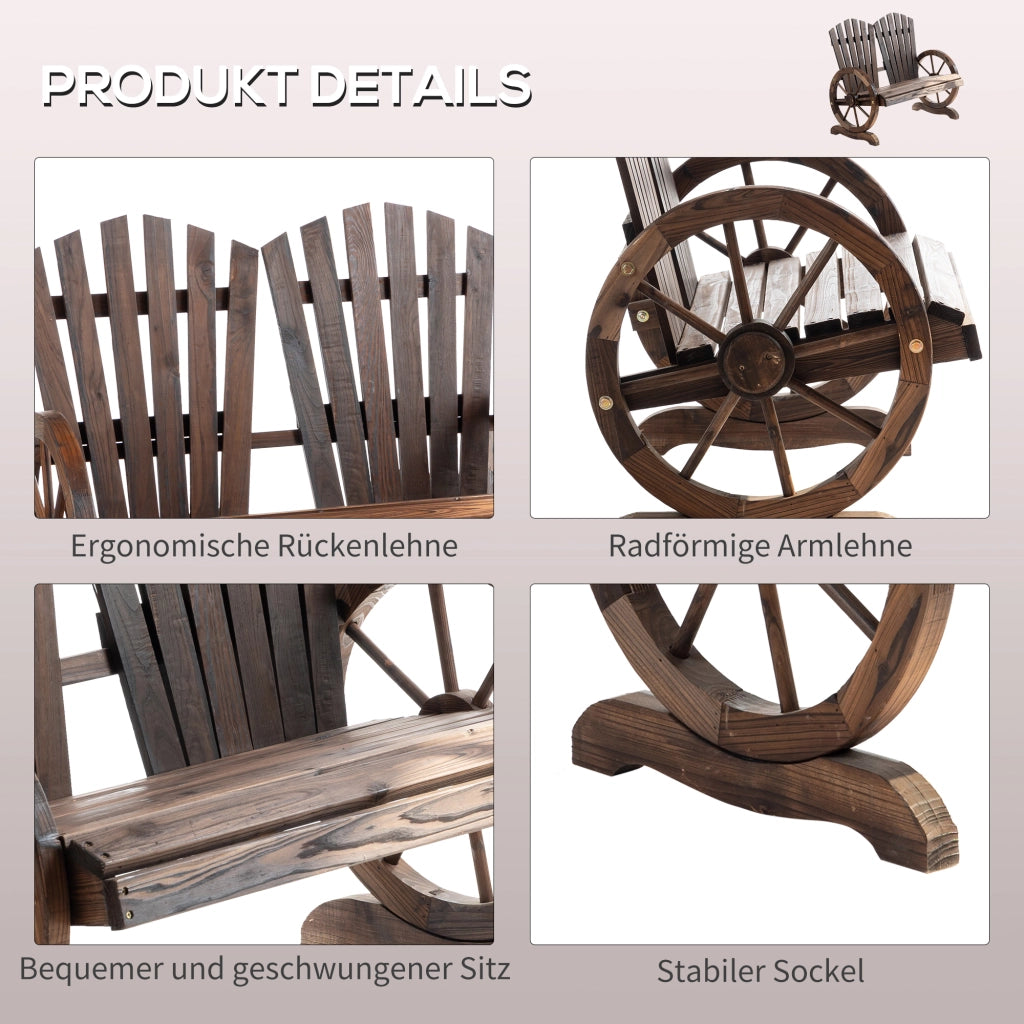 PANCA 2 POSTI DA GIARDINO 108x66x95 cm LEGNO MARRONE SCURO