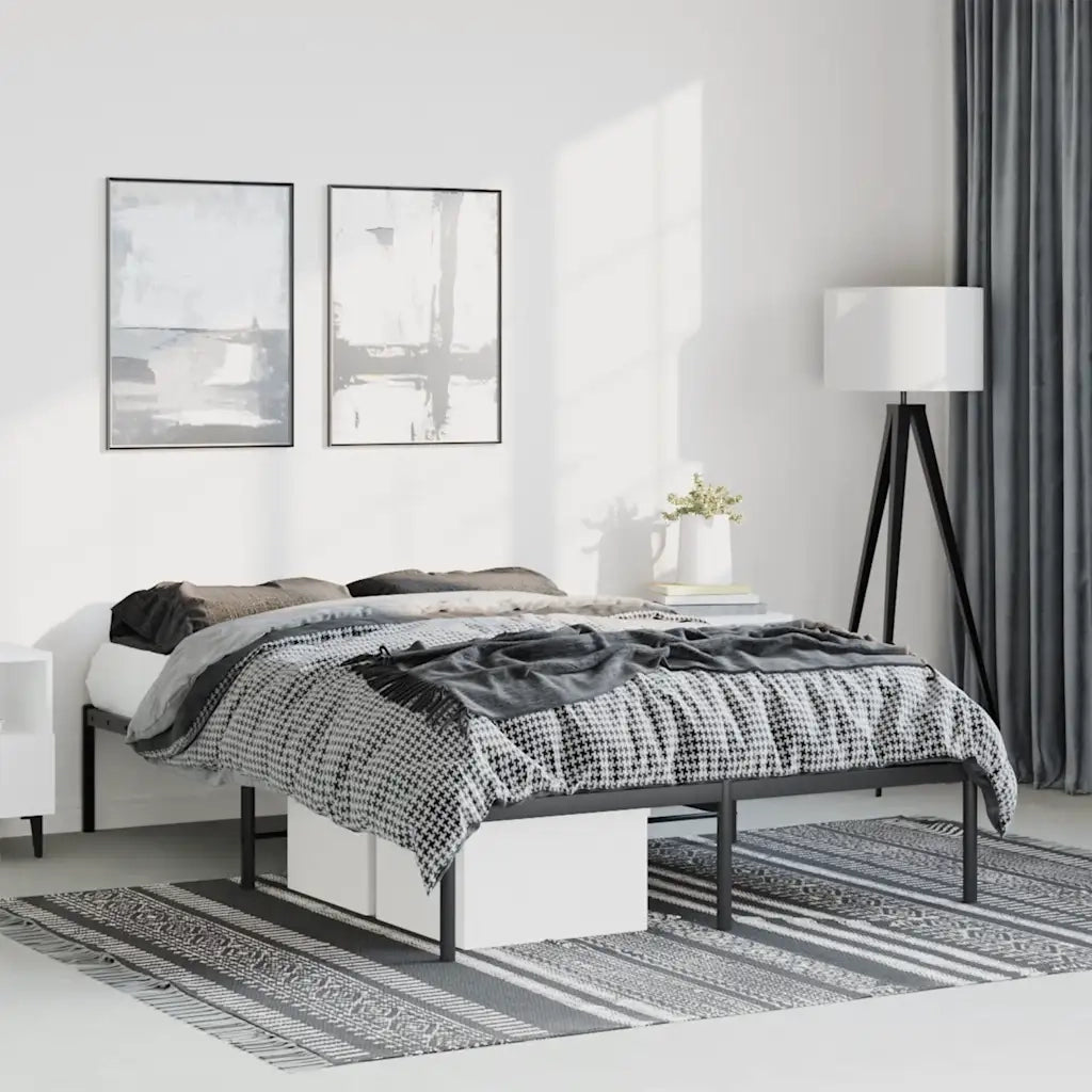 Letto matrimoniale | Letto per adulti | Giroletto in Metallo Nero 135x190 cm