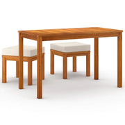Set da Pranzo da Giardino 3pz | Set Salotto da Giardino con Cuscini Legno Massello Acacia