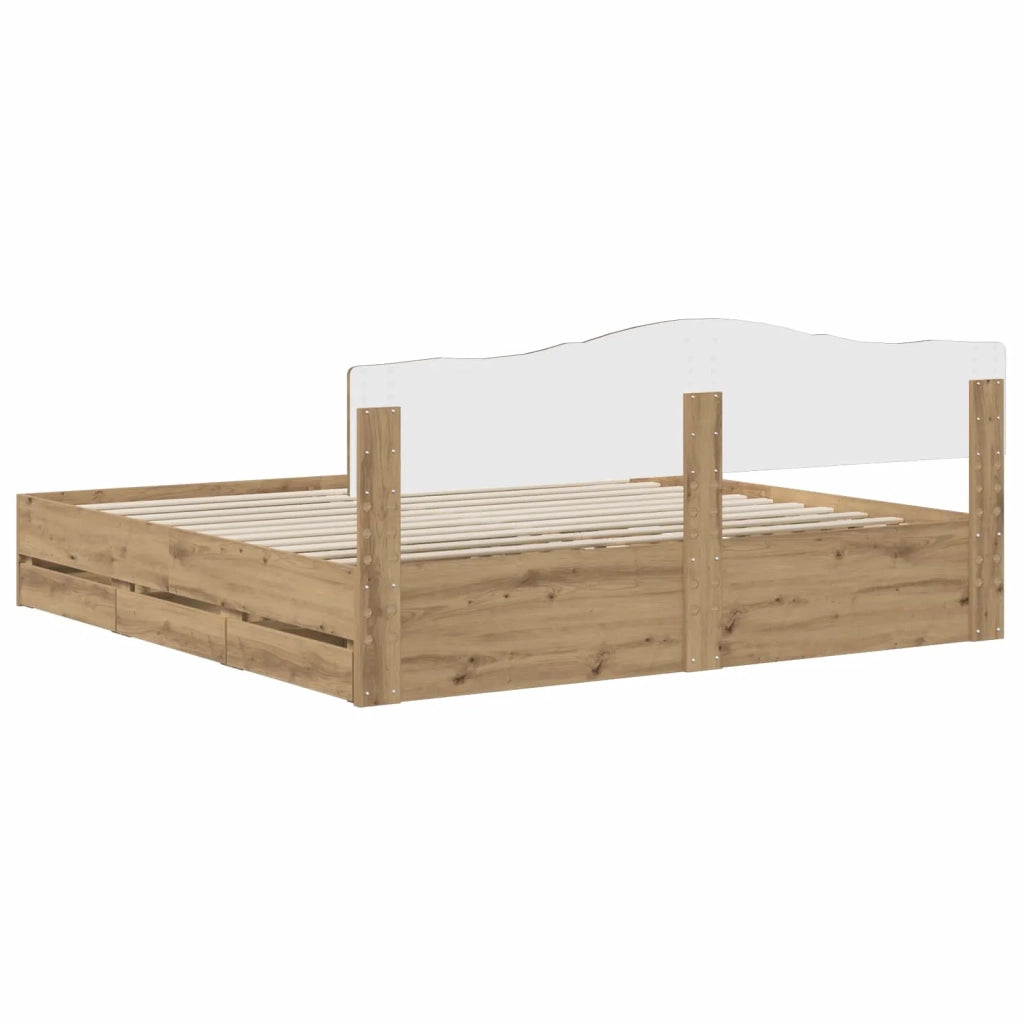 Bed Frame with Storage and Headboard Artisan Oak 180 x 200 cm 3445830