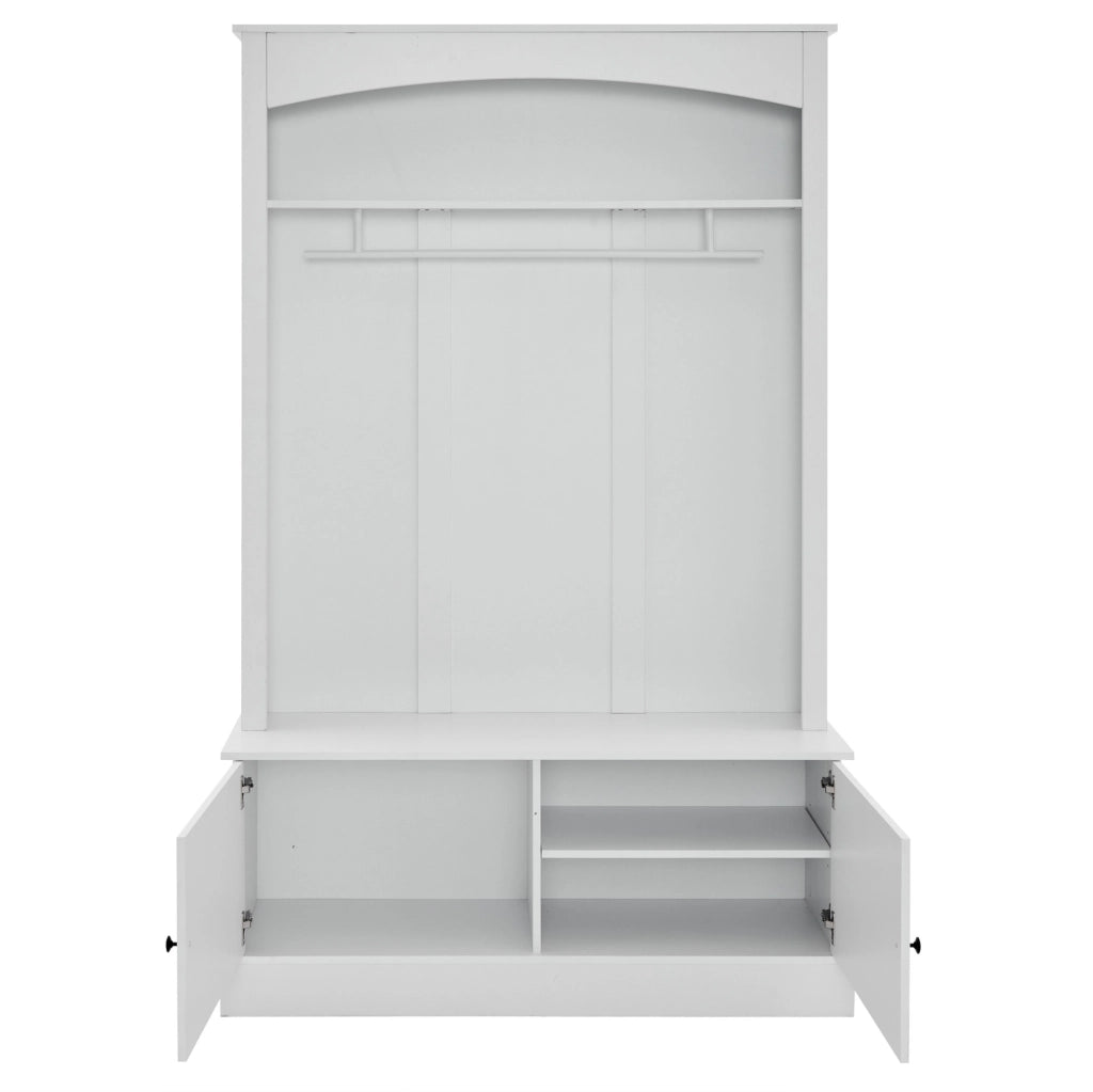 Armadio ingresso bianco con panca; scarpiera e appendiabiti 120x40x190 cm in truciolare