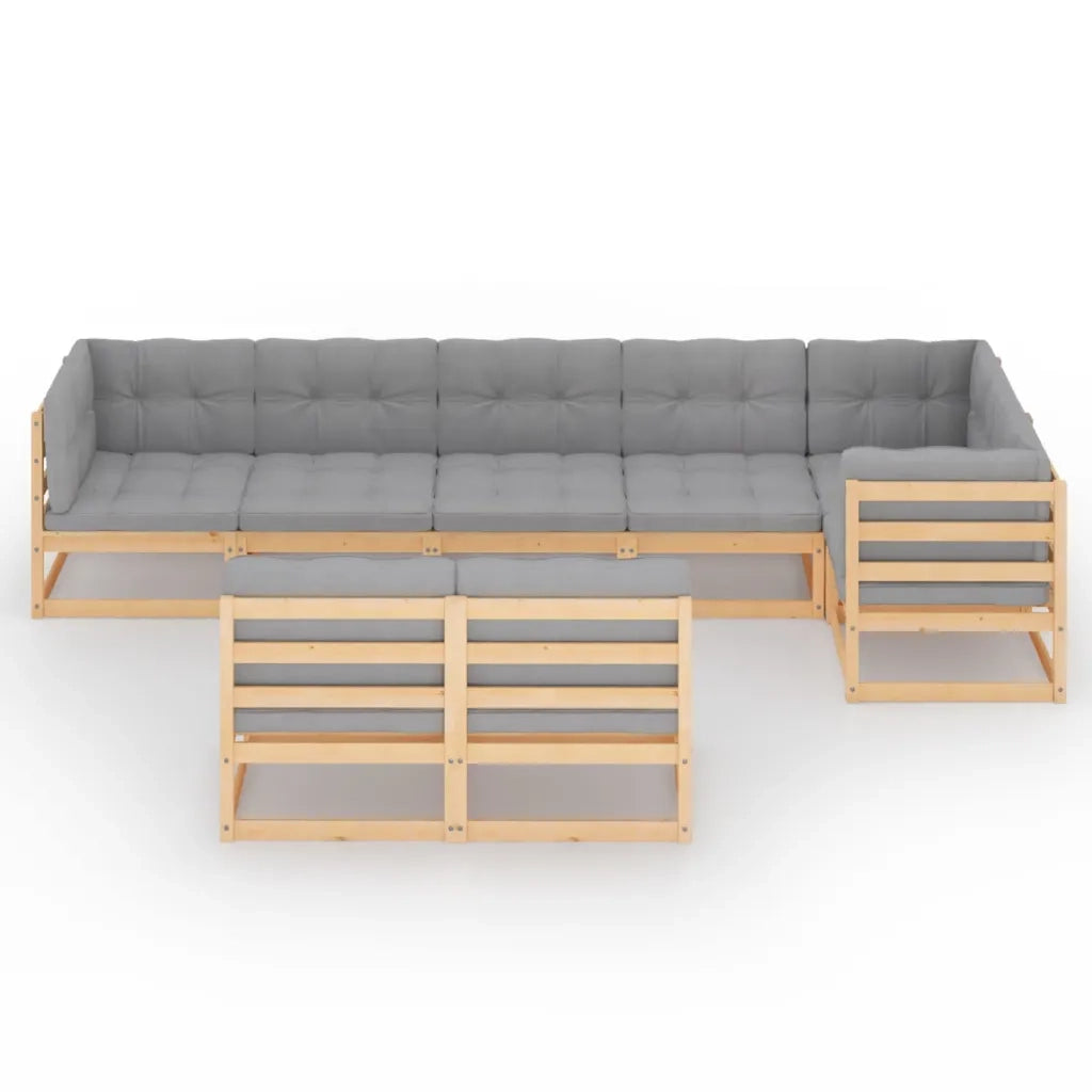 Set Salotto Giardino 8 pz Cuscini Antracite Legno Massello Pino 3076664
