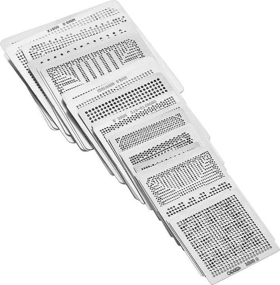 33 pezzi di stencil universale ad alta precisione BGA per reballing - set di stencil in acciaio per riparazione CPU.