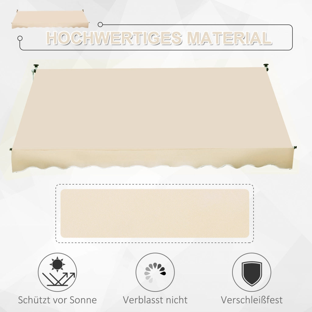 Tenda a braccio pieghevole 300 x 150 cm altezza regolabile con pinza protezione solare manovella manuale telaio alluminio colore beige