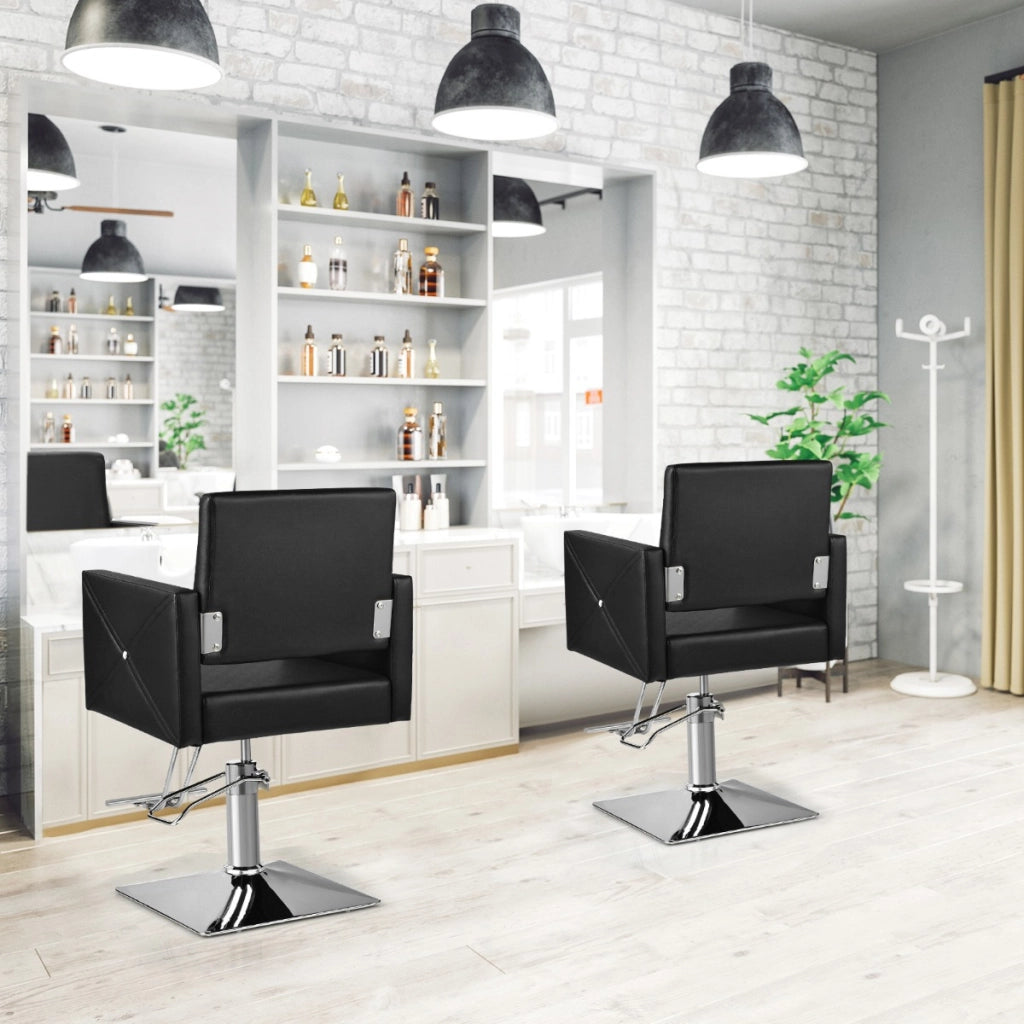 Sedia da barbiere con pompa idraulica pesante, Sedia da salone di bellezza con base galvanica portat 150kg Nero-Cura dei capelli