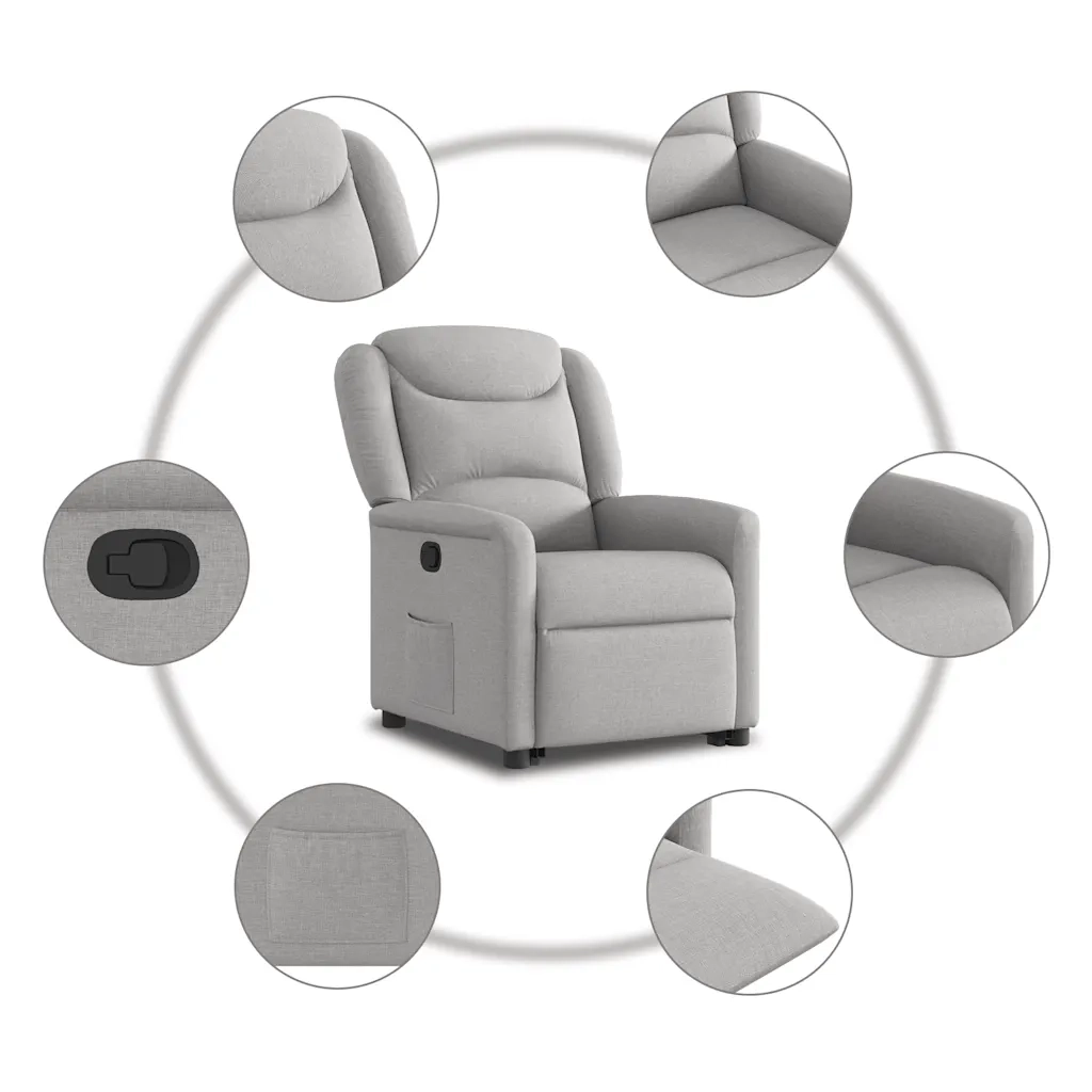 Poltrona Alzapersona Reclinabile Grigio Nuvola in Tessuto 3303203