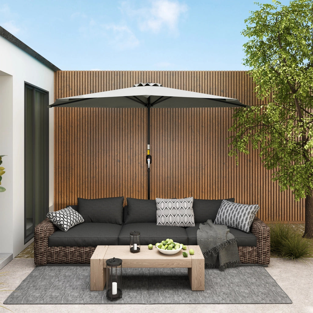 Ombrellone da Parete Mezzaluna ¨C zephmum ¨C Grigio Chiaro 2.7x2.4 m