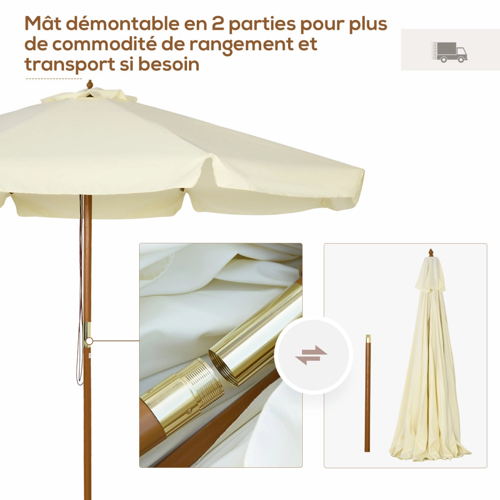 Ombrellone da giardino rotondo grande ¨C zephmum ¨C beige bamb¨´ ? 300 cm