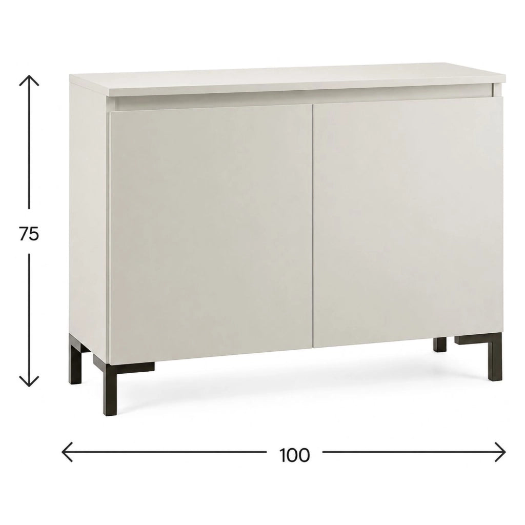 Madia Mimakasa, Credenza 2 Ripiani Made in Italy, 100x37x75h cm Grigio Chiaro