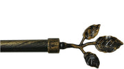 Bastone Tenda Ferro Estendibile Asta Scorritenda Anelli Foglie 160-300 cm Nero Oro