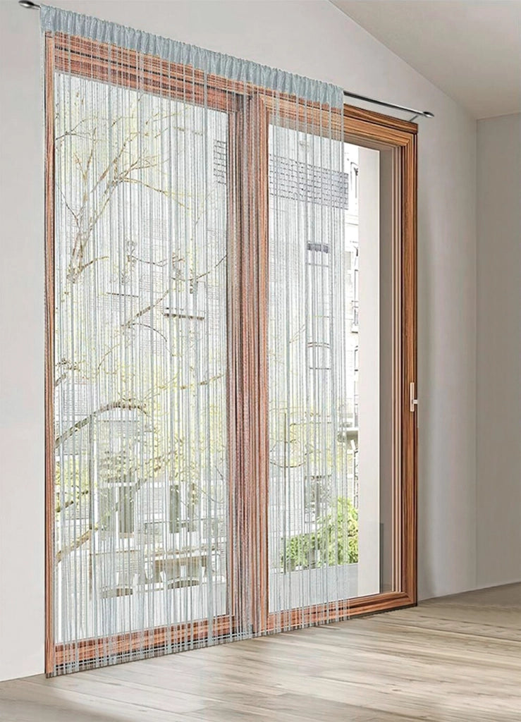 Tenda a Fili Elegante Per Porte Finestre Pannello 100x200 Cm Divisorio Camere Stanze Ambienti Grigio