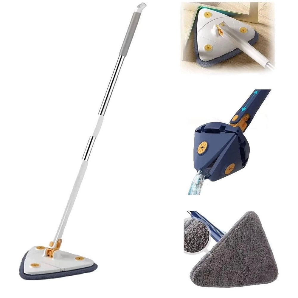 Trade Shop - Mocio Triangolare Regolabile Girevole Telescopico Pulizia Pareti Soffitti Finestre -