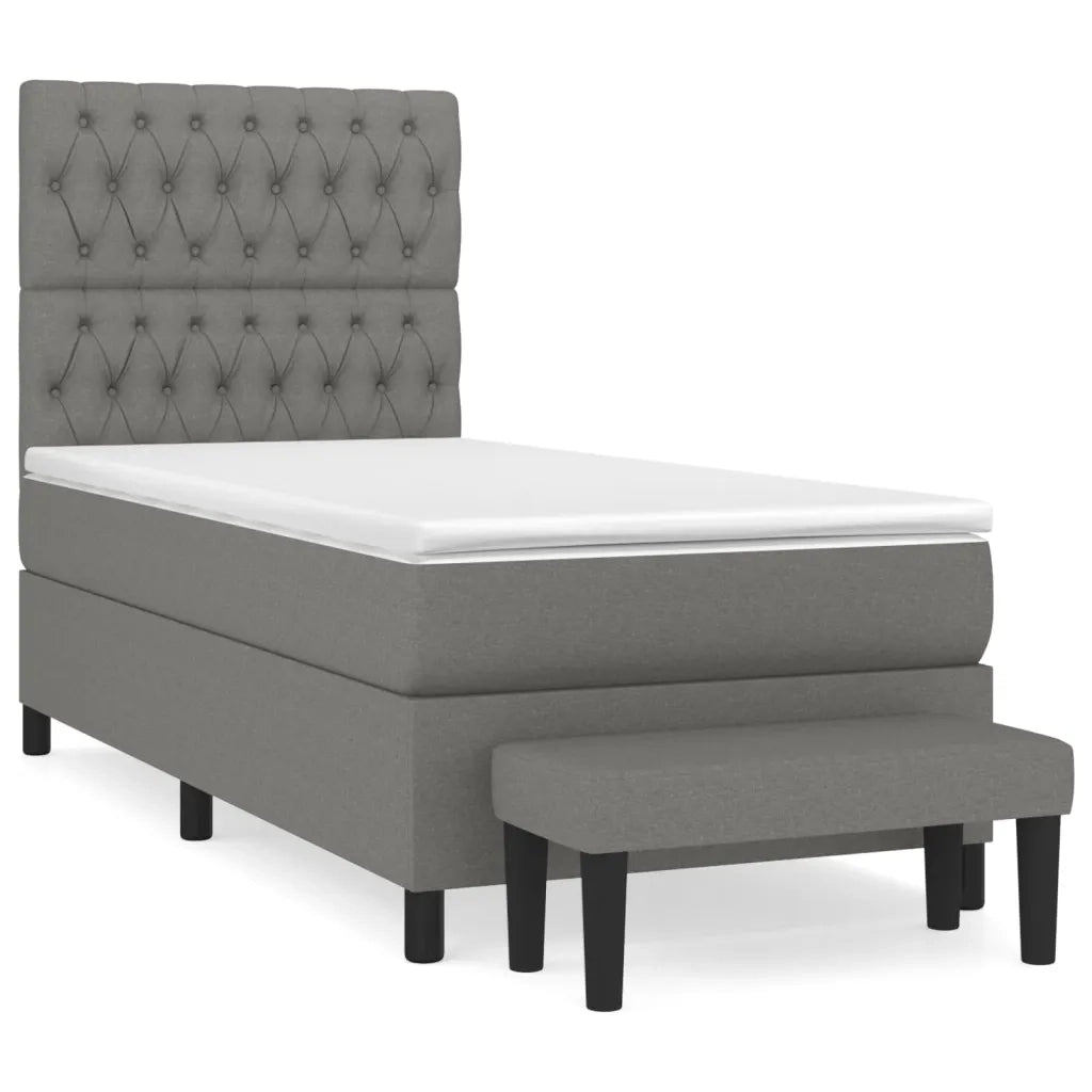 Giroletto a Molle con Materasso Grigio Scuro 100x200 cm Tessuto 3136814