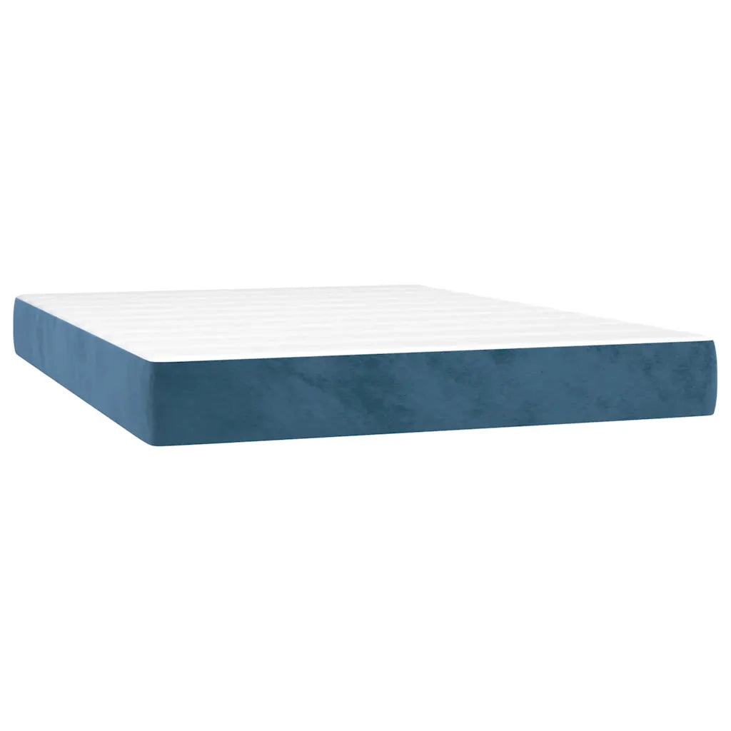 Materasso a Molle Insacchettate Rigidità Media Blu Scuro 140x220x20 cm in Velluto 4016622