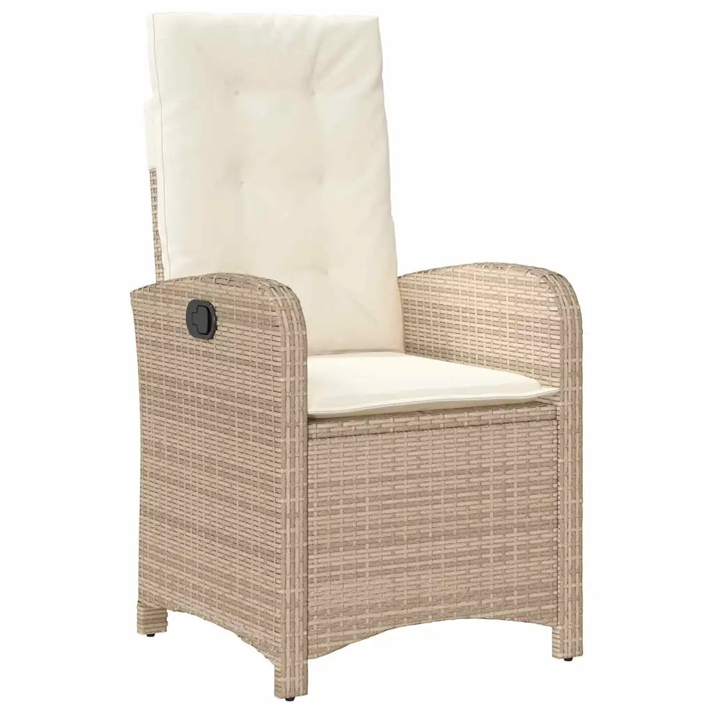 Set da Pranzo per Giardino con cuscino 3 pcs Beige polyrattan