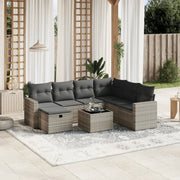 Set Divano da Giardino 8pz con Cuscini Grigio Chiaro Polyrattan 3263538