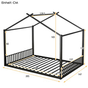 Letto a castello per bambini - Xylo - 140x200 cm - Nero - Struttura in ferro