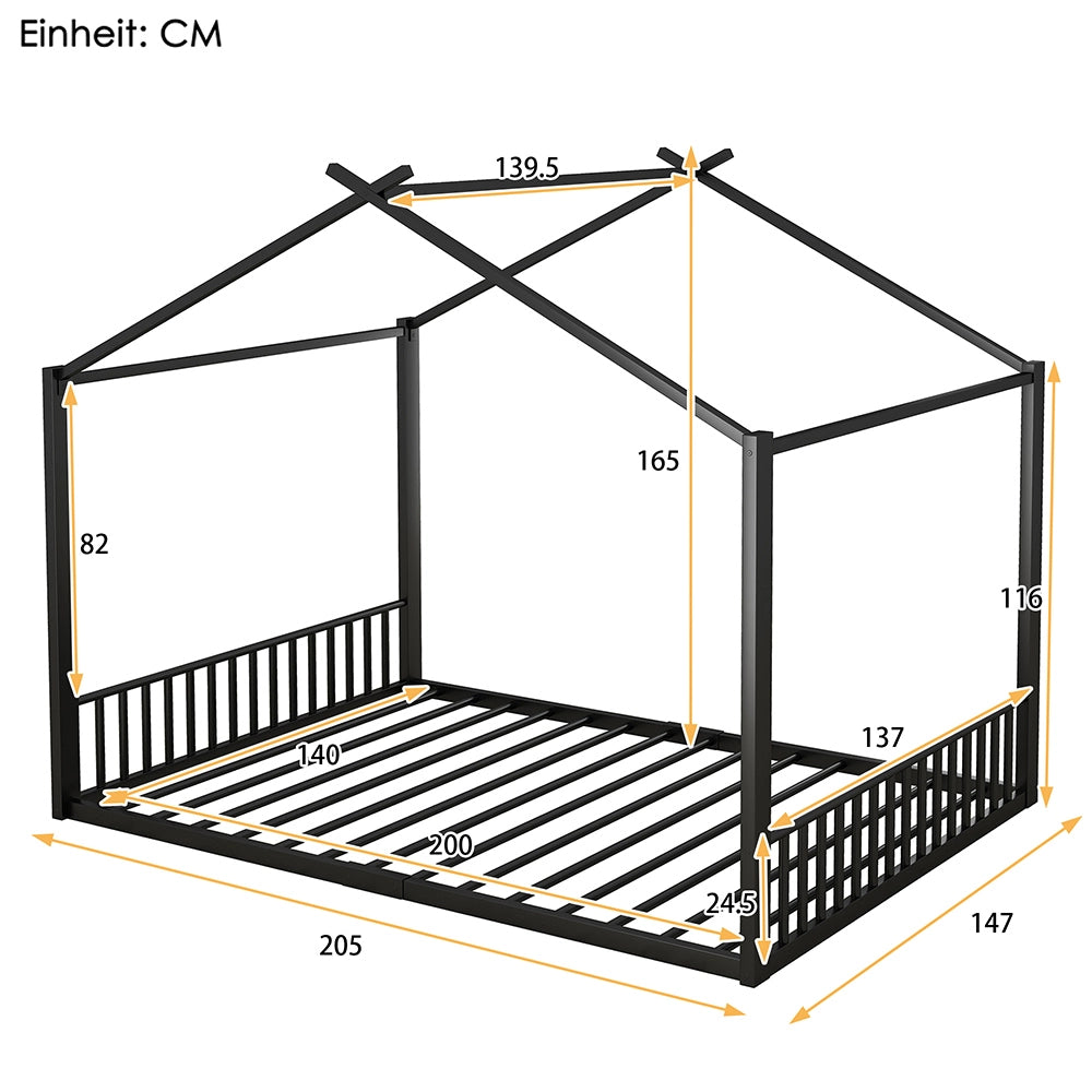 Letto a castello per bambini - Xylo - 140x200 cm - Nero - Struttura in ferro