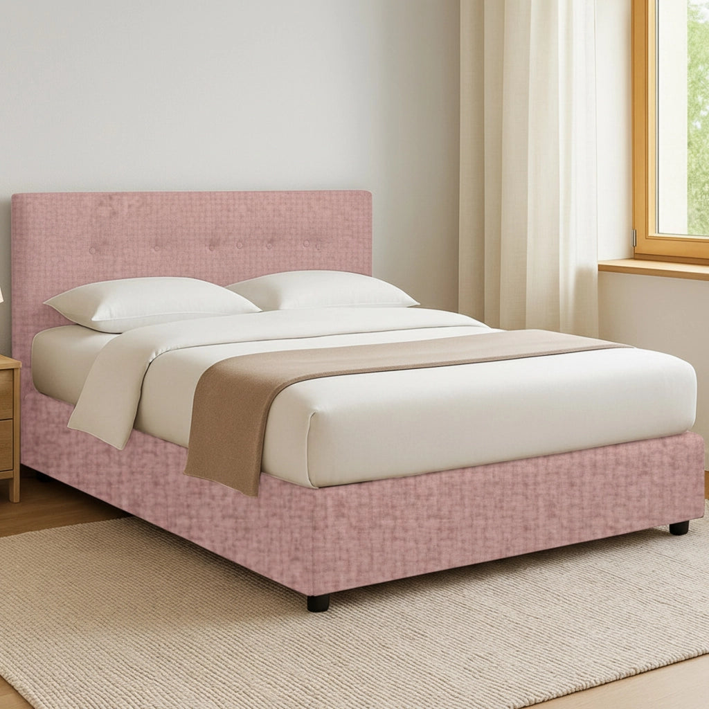 Oxford, Letto Matrimoniale Sfoderabile Made in Italy, Rosa