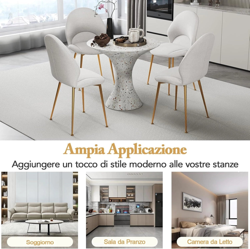 Set di 2 Sedie Imbottite per Sala Pranzo, Sedia per Cucina con Gambe in Legno, Sedia Moderna Comfortevole con Schienale a Curvo e Piedini Regolabili, per Soggiorno, Capacità di 150 kg, Grigio