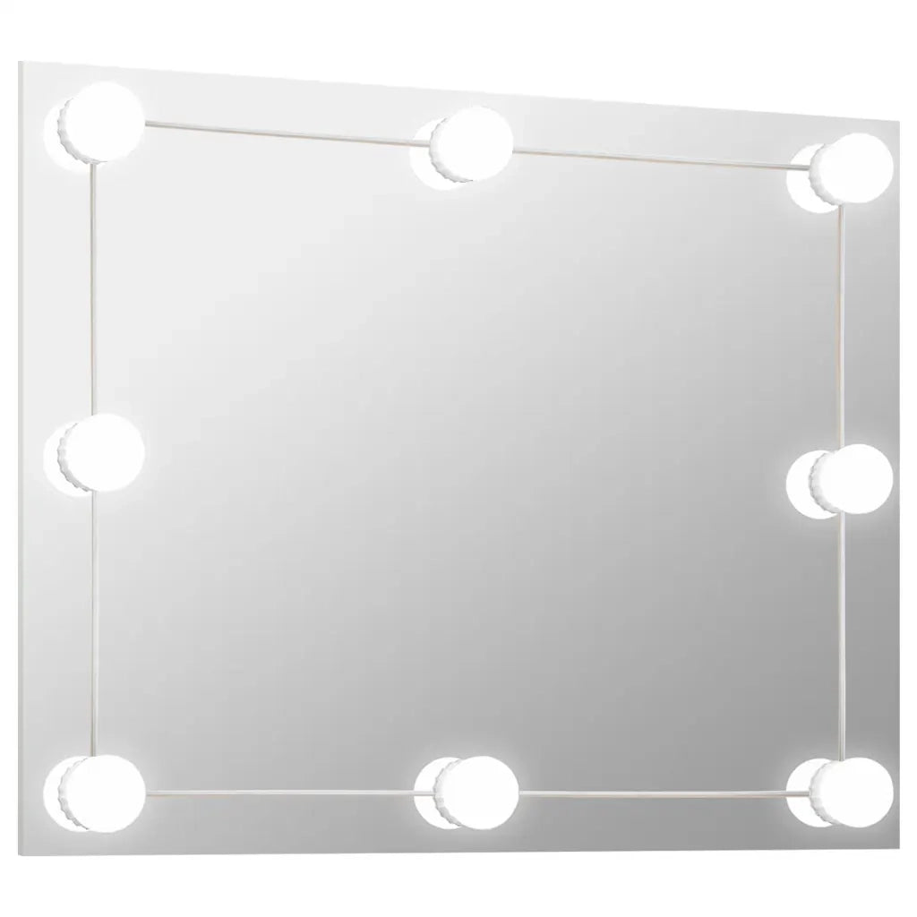 Specchio Parete-Specchio a Muro-Specchio Decorativo Rettangolare Senza Cornice con Luci LED Vetro 487893