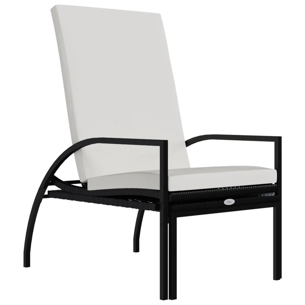 Lettino Prendisole | Sdraio da giardino | Lettino da sole con Poggiapiedi in Rattan PE Nero