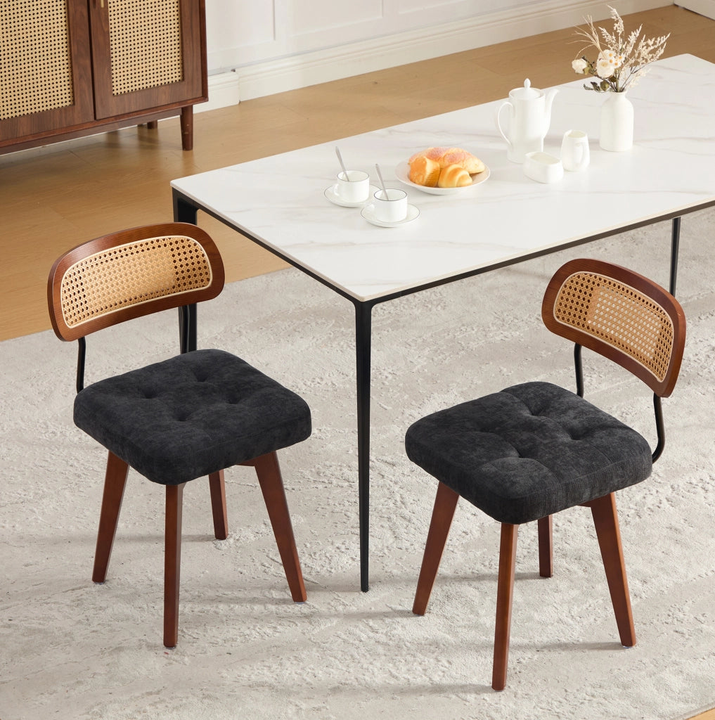 Sedia girevole 43x50x77 cm a 360° in ciniglia nera