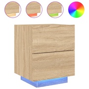 Comodino | Armadio da Notte | Mobiletto da notte con Luci LED Rovere Sonoma in Legno Multistrato