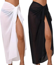 Set a strascico 2 in 1 - Lungo strascico da spiaggia - Copertura bikini chiffon - Ombrellone estivo - Senza pieghe - Respirante 109 x 145 cm