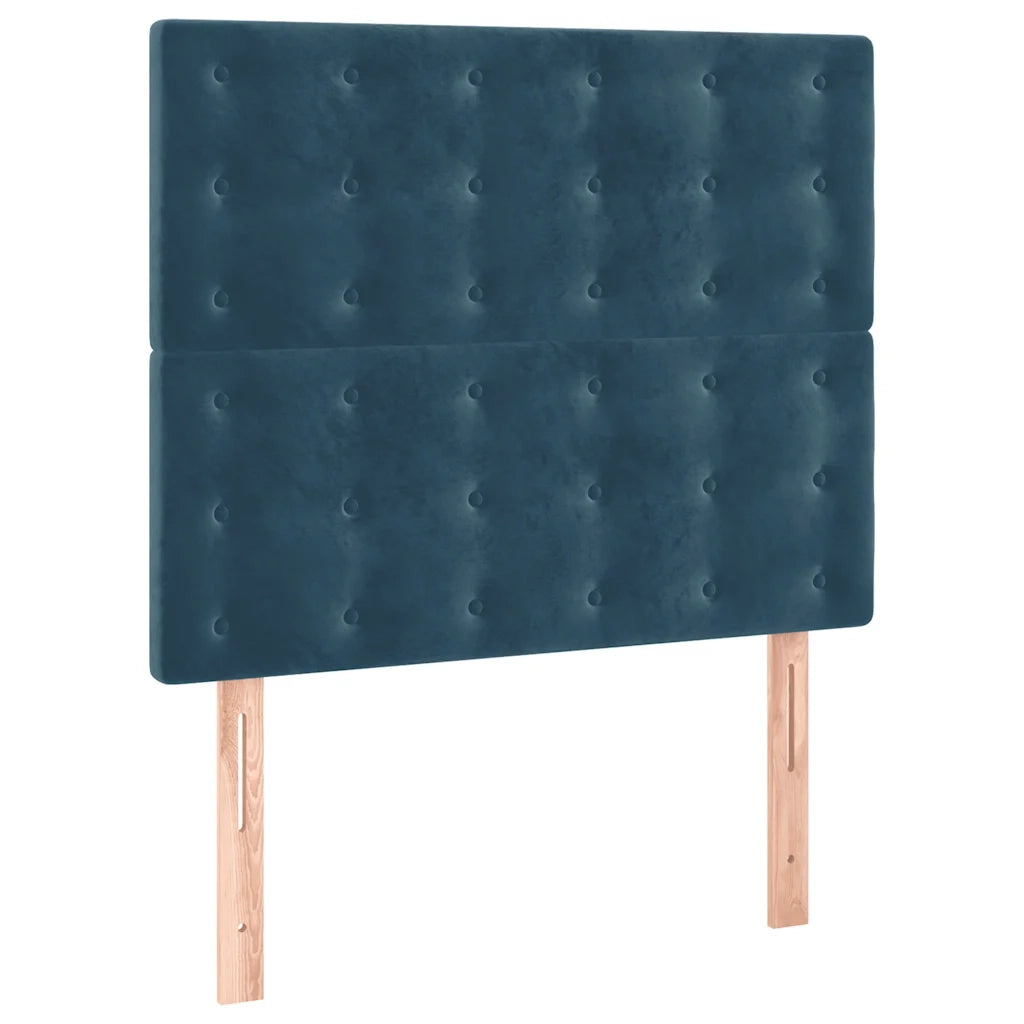 Giroletto a Molle con Materasso Blu Scuro 90x190 cm in Velluto