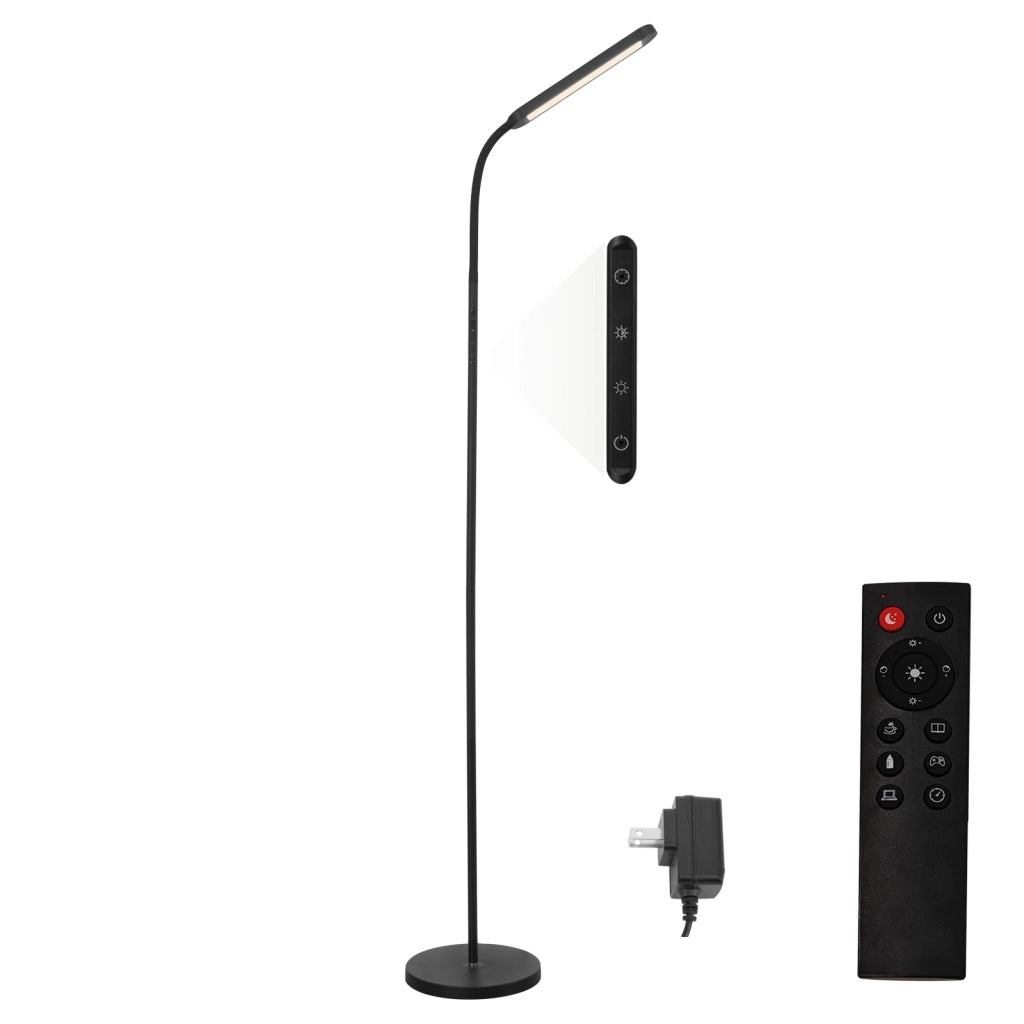 ZMH Lampada da terra LED nera 11W dimmerabile flessibile 360° per soggiorno divano