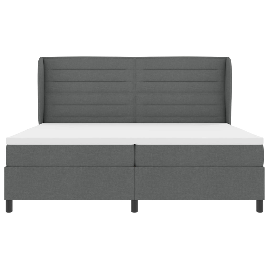 Letto Box Spring con Materasso Grigio Scuro 200x200 cm Tessuto