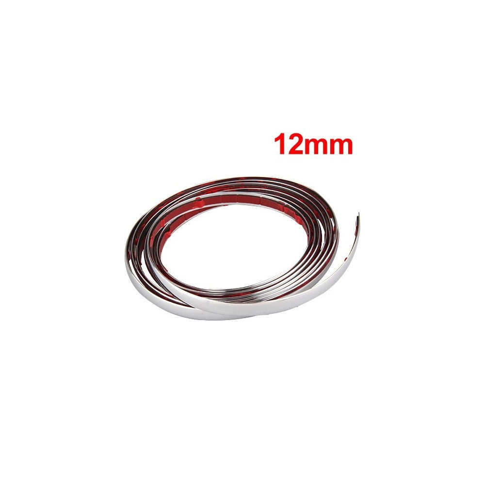 Trade Shop - Profilo Cromato Fascia Adesiva Adesivo Auto Camper 6 Metri 12 Mm Impermeabile -